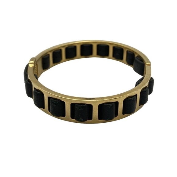 FENDI - Gold Black Hardware Leather Bangle 184-071425 - Picture 2 of 4